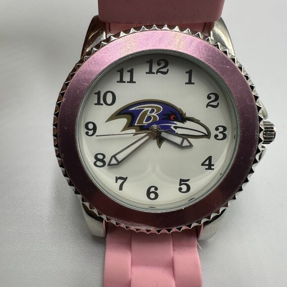 Baltimore Ravens Watch Women Silver Tone Pink NFL Football Gametime New Battery - Picture 1 of 12